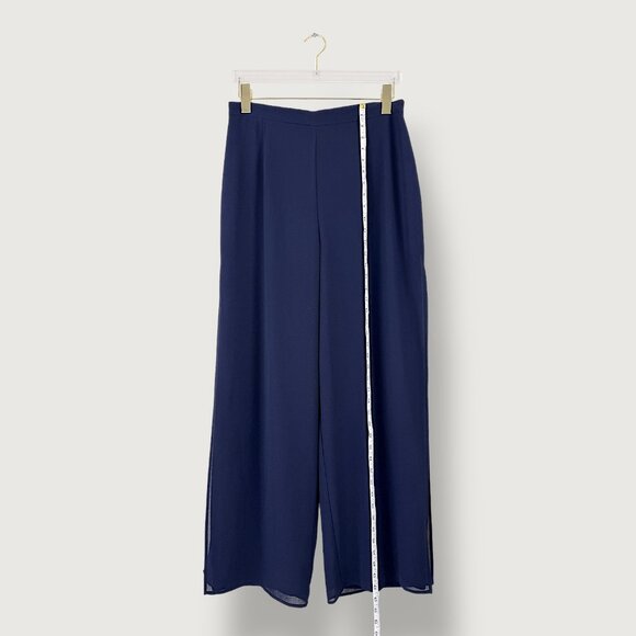 Vintage | Stanley Scott | Side-slit Palazzo Pants | M | Navy | Minimalist | 90's - Picture 16 of 16